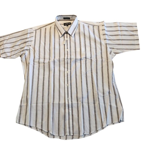 Botany 500 Shirt Vintage Button Down Short Sleeve White Striped 17.5 NEW NWT - Picture 1 of 10